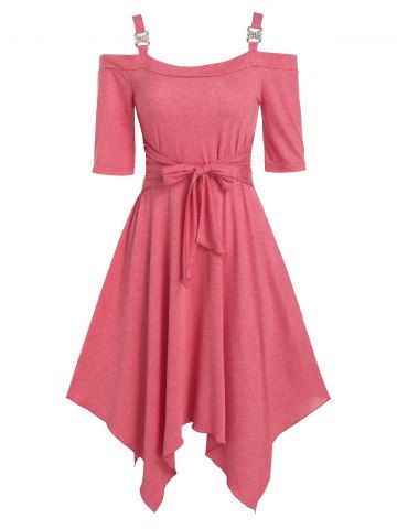 Robe Simple Asymétrique à Epaule Dénudée avec Nœud Papillon