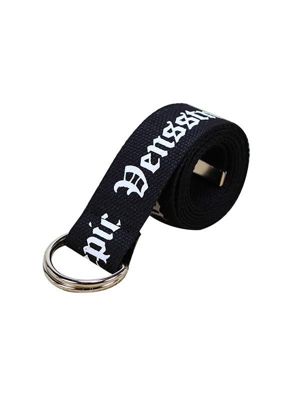 

Fabric Letter Printed Buckle Belt, Black