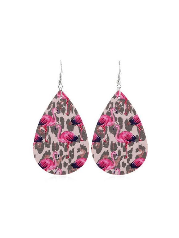 Boucles d'Oreilles au Crochet Flamant Imprimé en PU - multicolor A 