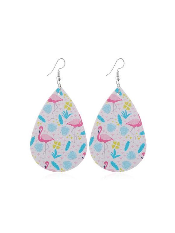 Boucles d'Oreilles au Crochet Flamant Imprimé en PU - multicolor B 