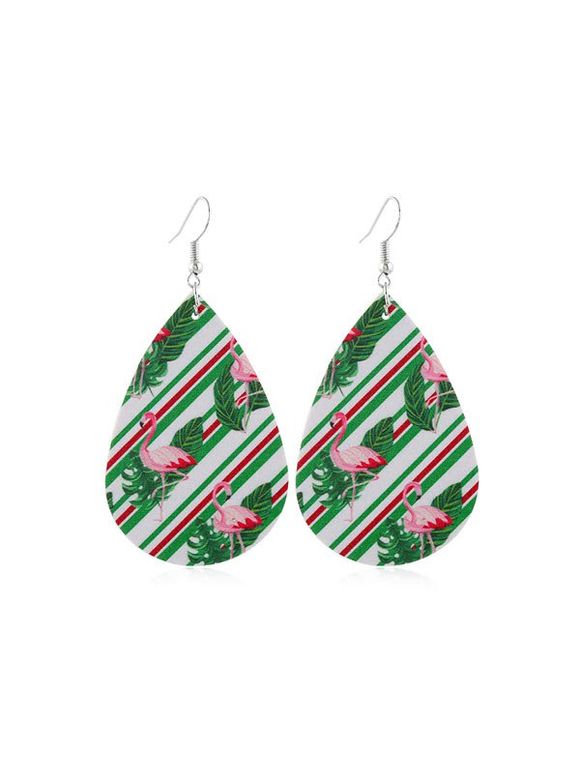 Boucles d'Oreilles au Crochet Flamant Imprimé en PU - multicolor C 