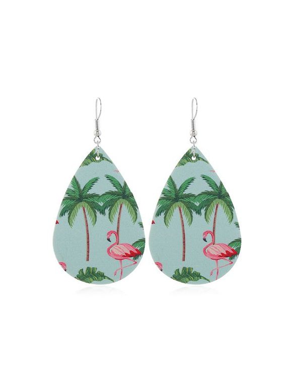 Boucles d'Oreilles au Crochet Flamant Imprimé en PU - multicolor D 