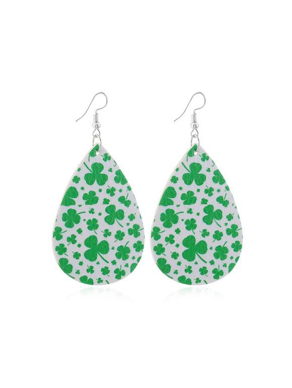 Boucles d'Oreilles Pendantes Feuilles et Goutte d'Eau à Imprimés en Cuir PU - multicolor C 