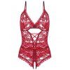 Body en Dentelle sans Entrejambe à Lacets - Rouge Vineux XL