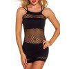 Robe Moulante à Bretelle Panneau en Résille - Noir ONE SIZE