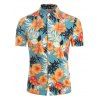 Tropical Flowers and Leaf Print Button Up Shirt - multicolor A XL