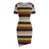 Robe Fourreau Asymétrique Colorée Rayée Imprimée - multicolor A M