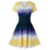 Robe Trapèze Vintage en Couleur Ombrée - multicolor A 2XL