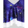 Galaxy Tummy Control Swimsuit Peplum Flounce Tankini Swimwear Set - multicolor A 2XL