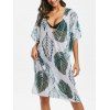 Robe Kaftan Feuille Imprimée en Maille - Vert profond ONE SIZE
