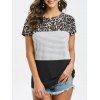 T-shirt Léopard Rayé à Manches Courtes - Noir XL