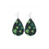 Boucles d'Oreilles Pendantes Goutte d'Eau Feuille Imprimée en Cuir PU - multicolor D 