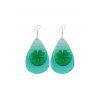 Boucles d'Oreilles Superposées Feuilles et Gouttes d'Eau Imprimés en Cuir PU - multicolor A 