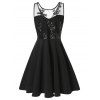 Robe Evasée en Maille Transparente Insérée à Paillettes - Noir 2X