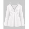 T-shirt Epaule Ouverte de Grande Taille à Col Plongeant - Blanc 5X