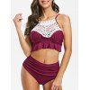 Ensemble de Bikini Panneau de Dentelle à Volants - Prune M