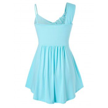 

Plus Size Asymmetric Ruched Cami Tank Top, Light aquamarine