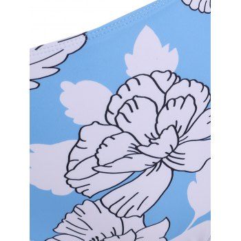 Kaufen Floral Print Tummy Control Two Piece Swimsuit High Waist Twist Cinched Tankini Set. Bild