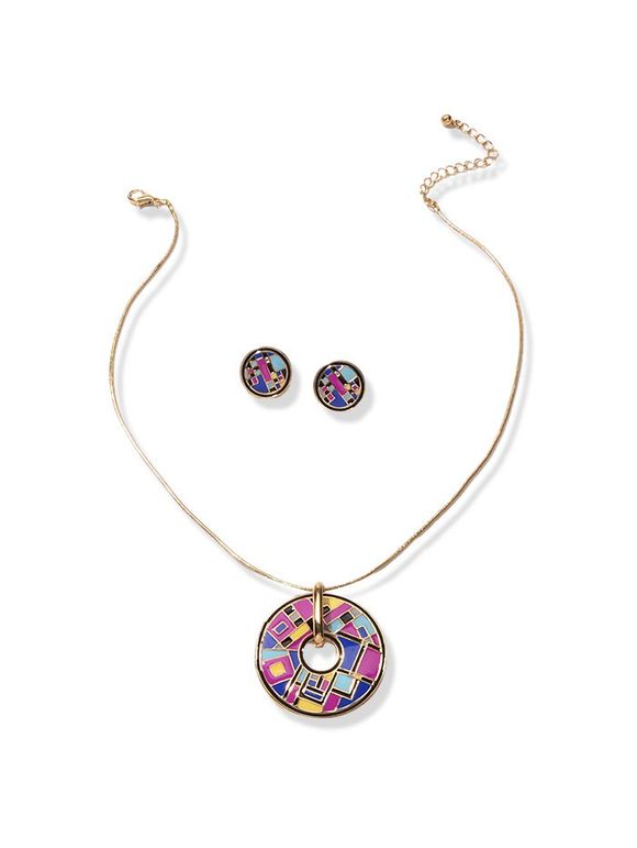 Parure de Bijoux Rond Goutte d'Huile - Pourpre 