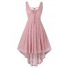 Robe Haute Basse en Dentelle sans Manches de Grande Taille - Rose clair 2X