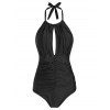 Maillot de Bain Plissé Une-Pièce à Col Halter - Noir 2XL