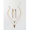 Ensemble de Boucles d'Oreilles Chaîne Longue et de Collier Triangle à Double Couche - Or 