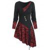 T-shirt Asymétrique Crâne en Dentelle Insérée à Lacets - Noir XL
