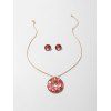 Parure de Bijoux Rond Goutte d'Huile - Rouge Lave 
