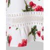 Plus Size Lace Splicing Ruffle Floral Pattern Blouse - WHITE 1X