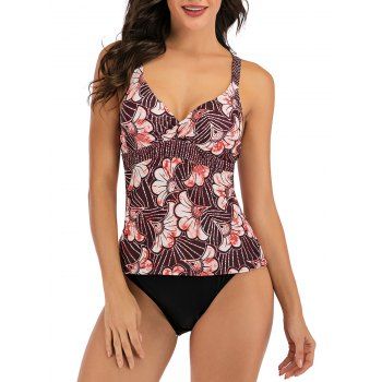 

Floral Print Cut Out Padded Tankini Set, Firebrick