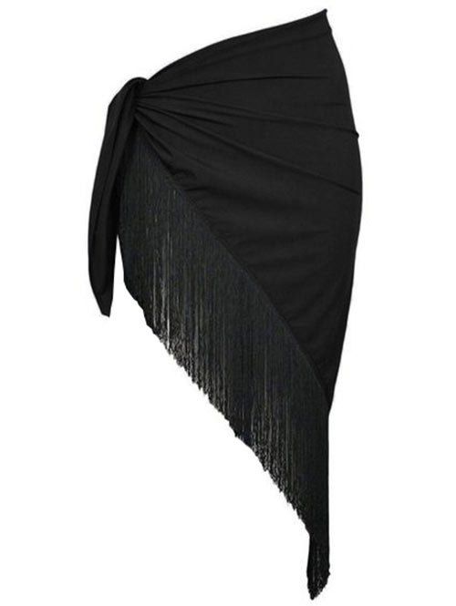 Robe Couverture Triangulaire à Frange Grande Taille - Noir ONE SIZE