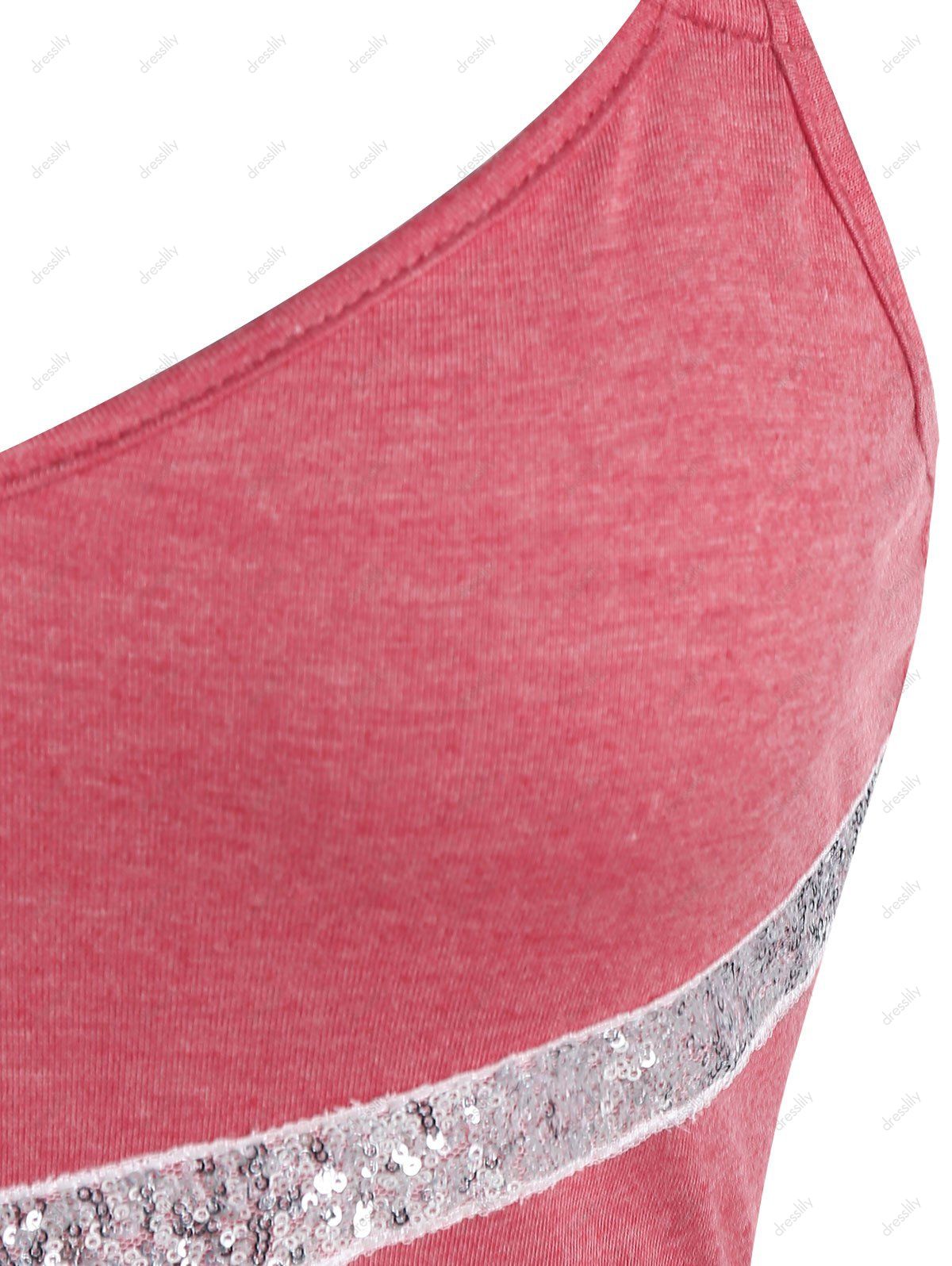 Robe Évasée sans Manches à Paillettes - Rouge Saint Valentin M