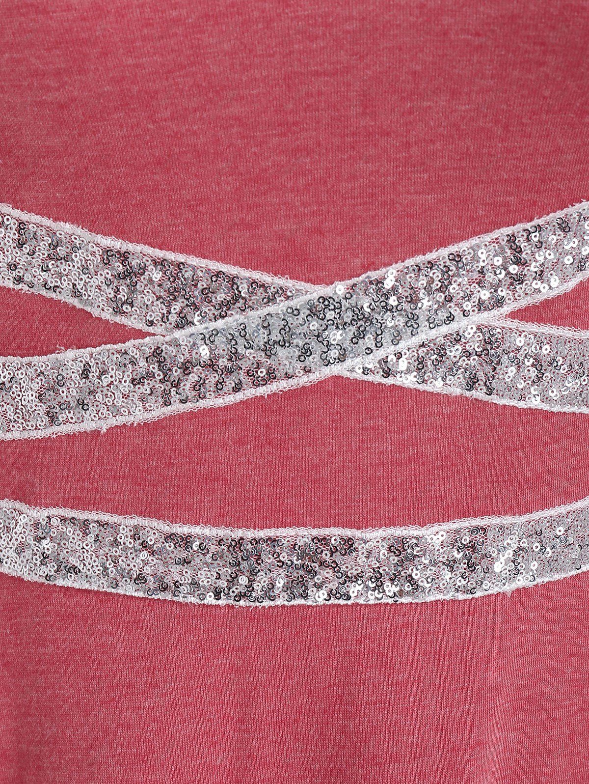 Robe Évasée sans Manches à Paillettes - Rouge Saint Valentin M