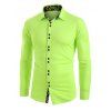 Chemise Respirante Poitrine Fourrée Boutonnée en Maille - Vert Jaune 2XL