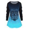 Chemise Crâne Imprimée en Couleur Ombrée de Grande Taille - Bleu Zircon 1X