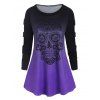 Chemise Crâne Imprimée en Couleur Ombrée de Grande Taille - Pourpre 4X