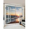 Rideaux de Fenêtre Motif de Mer et de Coucher du Soleil - Bleu gris W33.5 X L79 INCH X 2PCS