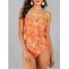 Floral Print Ruffles One-piece Swimsuit - LIGHT SALMON S