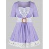 T-shirt Panneau au Crochet en Dentelle à Taille Empire de Grande Taille - Pourpre Mimosa 4X