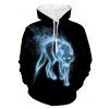 Sweat à Capuche Ethnique Motif de Loup avec Poche - Noir M
