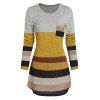 T-shirt en Blocs de Couleurs avec Poche - multicolor A XL