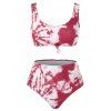 Maillot de Bain Tankini Teinté Noué en Avant de Grande Taille - Rouge Vineux 5X