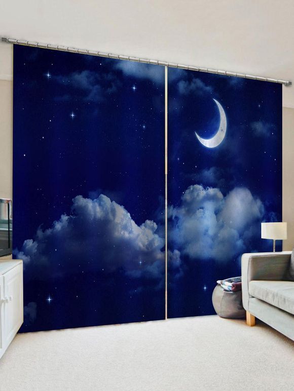 Rideaux de Fenêtre Motif de Ciel et de Lune - multicolor W33.5 X L79 INCH X 2PCS