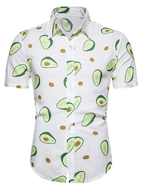 T-shirt Hawaïen Avocat Imprimé à Manches Courtes - multicolor 3XL