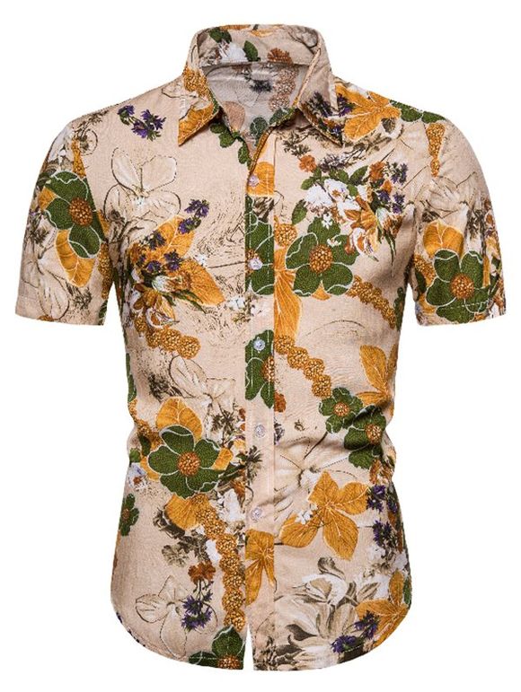 Chemise Hawaïenne Maigre Ajustée à Imprimé Fleurie - multicolor M
