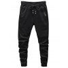 Pantalon de Jogging Applique en Couleur Unie à Cordon - Noir L