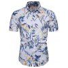 Chemise Hawaiienne à Imprimé Feuille à Manches Courtes - multicolor M