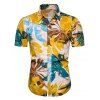 Chemise Décontractée à Imprimé Feuille à Manches Courtes - multicolor XL