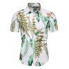 Chemise Hawaiienne Boutonnée à Imprimé Feuille - multicolor XL