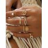 8 Piece Rhinestone Star Moon Floral Finger Rings Set - GOLD 